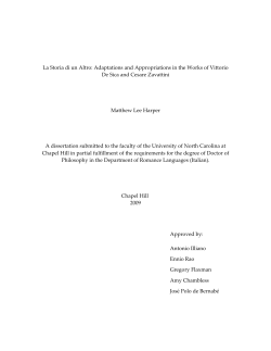 La Storia di un Altro: Adaptations and Appropriations in the Works of