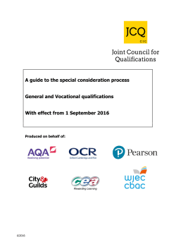 A guide to the special consideration process General and