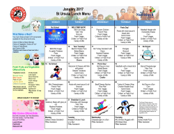 January 2017 St Ursula Lunch Menu