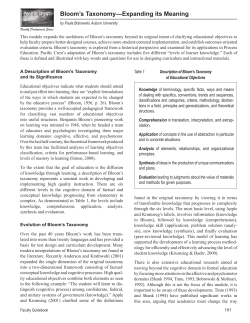 Bloom`s Taxonomy&mdash;Expanding its Meaning