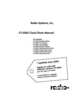 Radio Systems, Inc. CT-2002 Clock/Timer Manual