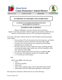 Nutrition Standards for Food Items Sold or Offered to Students