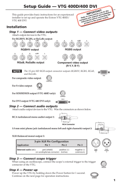 Setup Guide ‑ VTG 400D/400 DVI