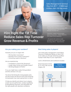 Improve Profit per Rep, Reduce Sales Rep Turnover, and Attract A