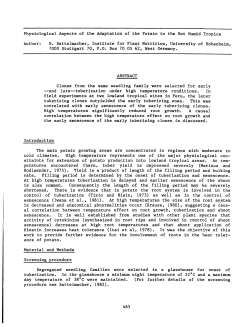 Physiological Aspects of the Adaptation of the Potato to the Hot