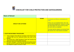 CHECKLIST FOR CHILD PROTECTION AND SAFEGUARDING