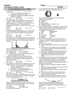 Physics Name Fall Break Practice Tests Period