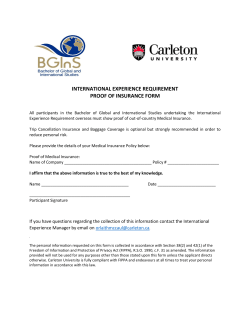 Proof of Insurance - Carleton University