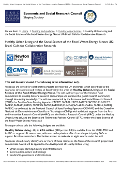 Healthy Urban Living and the Social Science of the Food