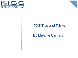 FSG Tips and Tricks for creation and maintenance