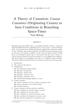 A Theory of Causation: Causae Causantes (Originating Causes) as