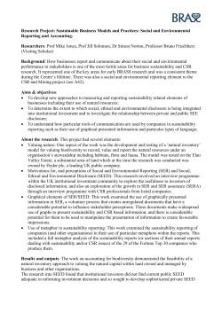 Social and Environmental Reporting and Accounting. Researchers