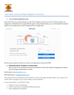 Team Game Cards and Player Eligibility Instructions