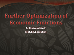 Further Optimization of Economic Functions