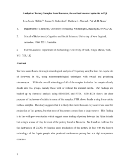 Analysis of Pottery Samples from the earliest known Lapita site at