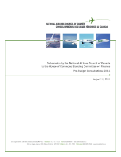Submission by the National Airlines Council of Canada to the House