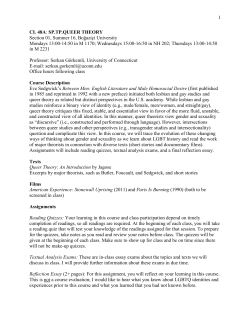 1 CL 48A: SP.TP.QUEER THEORY Section 01, Summer 16