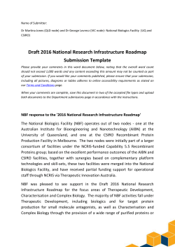 Draft 2016 National Research Infrastructure Roadmap