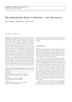The Optimization Route to Robotics—and Alternatives