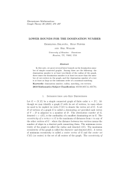 LOWER BOUNDS FOR THE DOMINATION NUMBER