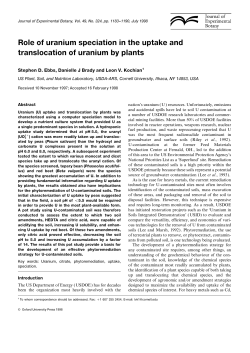 Role of uranium speciation in the uptake and - PubAg