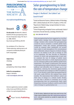 Solar geoengineering to limit the rate of temperature change