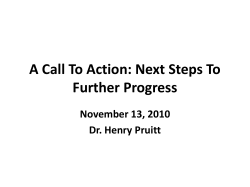 A Call To Action: Next Steps To Further Progress