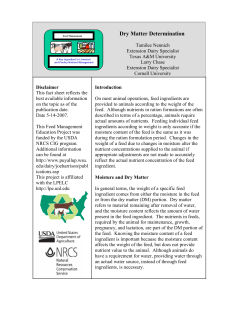 Dry Matter Determination