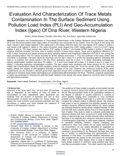 Evaluation And Characterization Of Trace Metals Contamination In