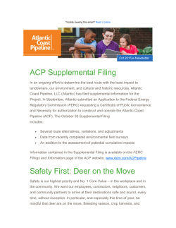 ACP Supplemental Filing Safety First: Deer on the Move