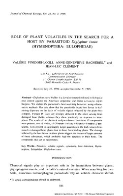 Role of plant volatiles in the search for a host by parasitoid