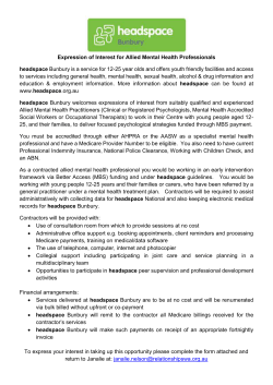 Expression of Interest for Allied Mental Health Professionals