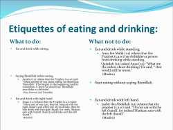 Etiquettes of eating and drinking: