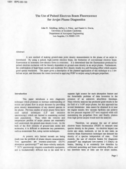The Use of Pulsed Electron Beam Fluorescence for Arcjet Plume