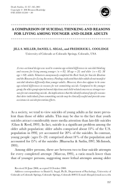 A COMPARISON OF SUICIDALTHINKING AND REASONS FOR