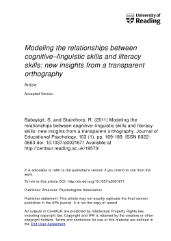 Modeling the relationships between cognitive–linguistic skills and