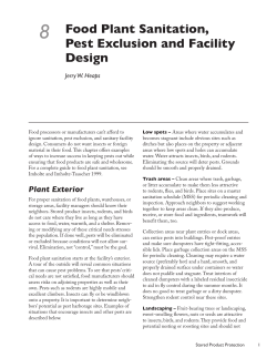 8 Food Plant Sanitation, Pest Exclusion and Facility Design