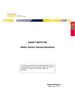 DRAFT NOTE ON Water Sector Decentralisation