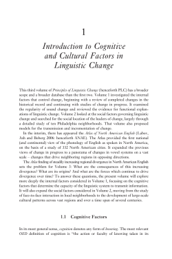 Introduction to Cognitive and Cultural Factors in Linguistic Change
