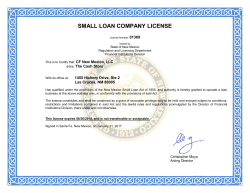 SMALL LOAN COMPANY LICENSE