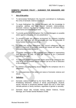 Domestic violence policy and guidance for managers and