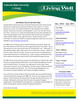 CSU Wants You to Live! Eat! Play! Dec. 2014