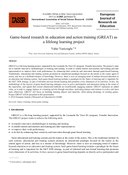 Game-based research in education and action training (GREAT) as