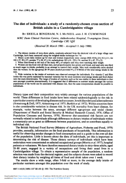 The diet of individuals: a study of a randomly