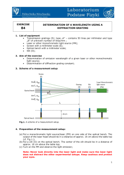 1 exercise determination of a wavelength using a diffraction grating