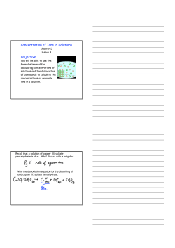Concentration of Ions in Solutions Objective
