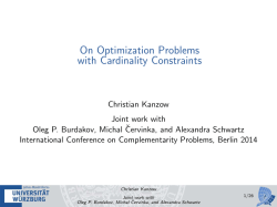 On Optimization Problems with Cardinality Constraints