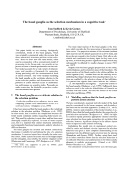 The basal ganglia as the selection mechanism in a cognitive task&lowast;