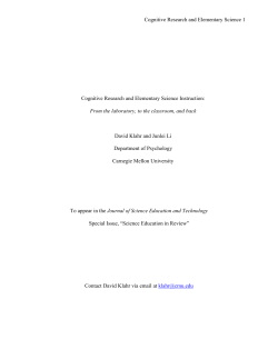 Cognitive Research and Elementary Science 1