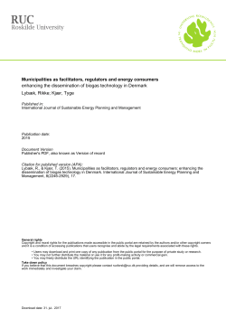 Municipalities as facilitators, regulators and energy consumers